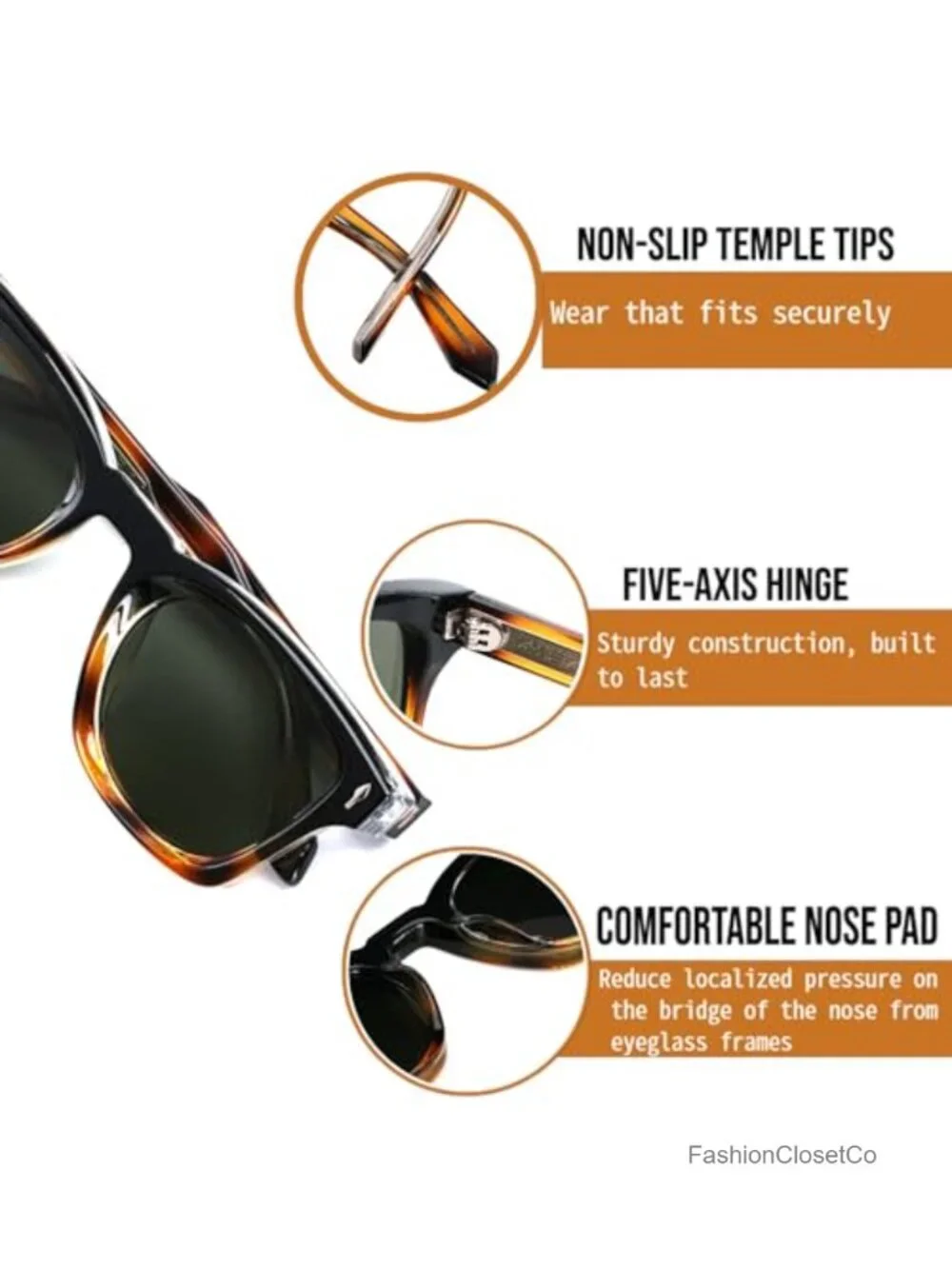 Retro Square Polarized Sunglasses UV400 Protection for Driving Fishing